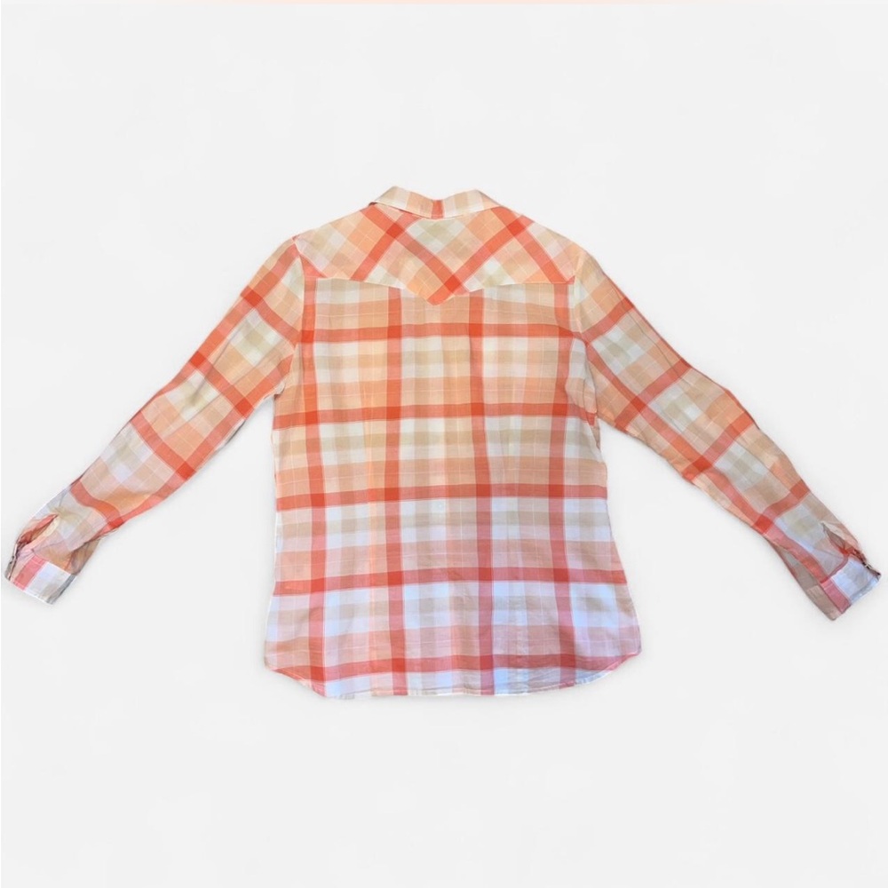 ROPER WOMENS LONG SLEEVE SNAP YELLOW AND TANGERINE PLAID WESTERN SHIRT SIZE L - Picture 7 of 7